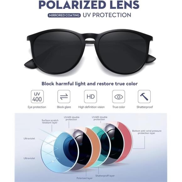 Retro sunglasses womens 2024 trendy round classic glasses